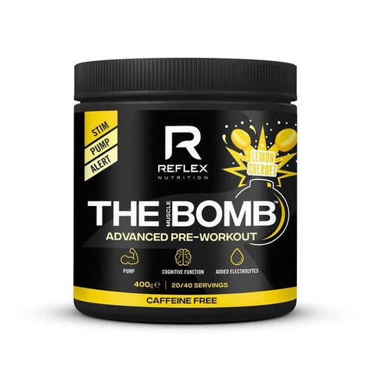 Reflex Nutrition The Muscle Bomb Lemon Sherbet Caffeine Free 400g [Best Before: 31/10/2025]