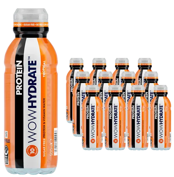 Wow Hydrate Tropical Sugar Free Protein & Vitamin Water 500ml - Case of 12 [Best Before: 31/10/2025]