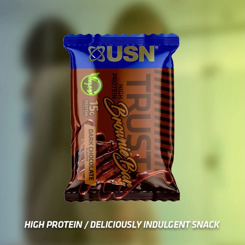 USN Trust Vegan Brownie Dark Chocolate Brownie Bar 60g - Case of 12 [Best Before: 29/07/2026]