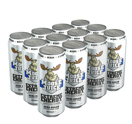 Muscle Moose Candy Soda Flavour Extreme Energy Moose Juice 500ml - Case of 12 [Best Before: 31/12/2024]