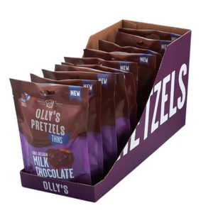 Olly's Milk Chocolate Coated Pretzel Thins 90g - Case of 10 [Best Before: 29/04/2025]